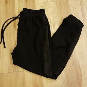 Topshop Black Jogger Pants - Satin Stripe - SZ 6